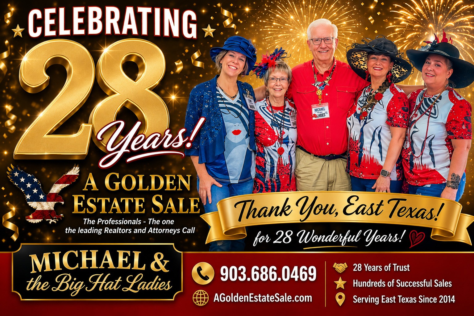 A Golden Estate Sale AKA Michael & the Big Hat Ladies, estate sales in Mount Pleasant, TX, Longview, TX, Atlanta TX, NE Texas 